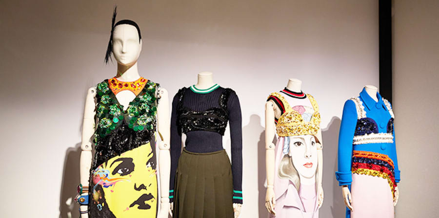 4 mannequins displaying fashion in The Vulgar exhibition