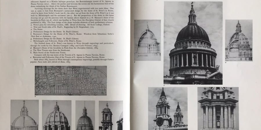 A scan of a book with images of St Paul's cathedral