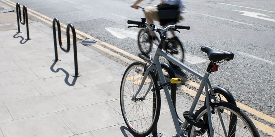 Bike stands on pavement