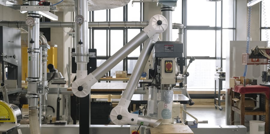 Machinery in a large room.