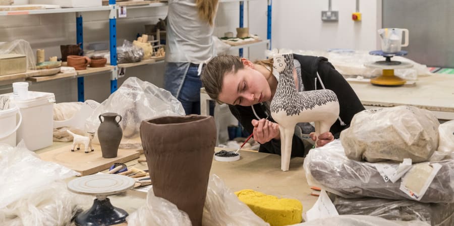 Students in the ceramics workshop