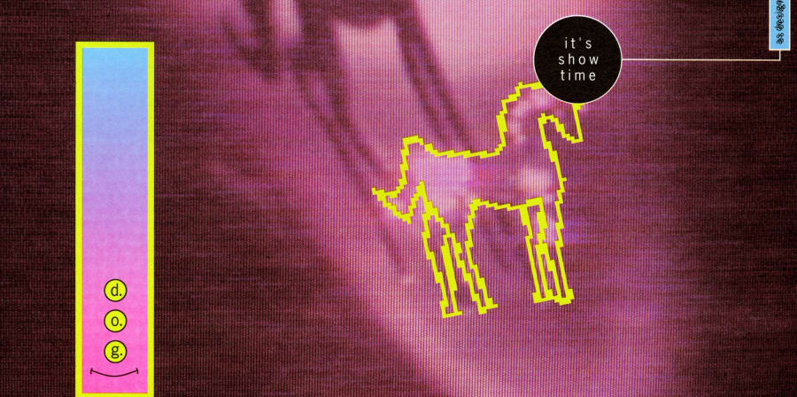 Digital graphic in purple, featuring horse