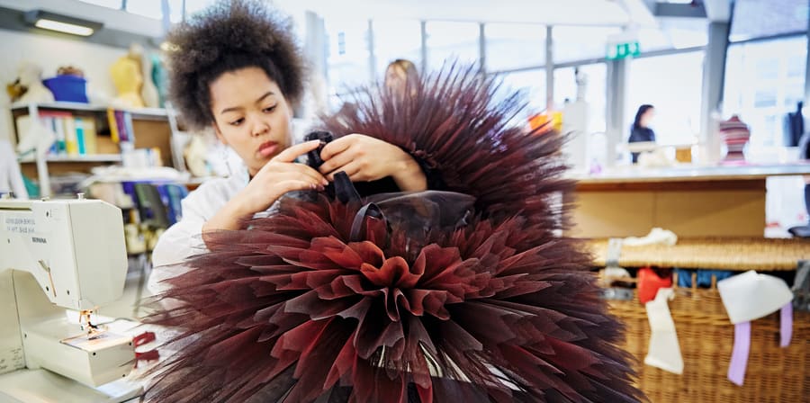 Student working in the costume workshop.