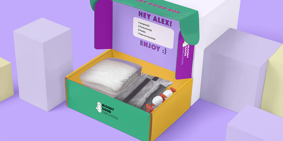 A concept image of a period supply box.