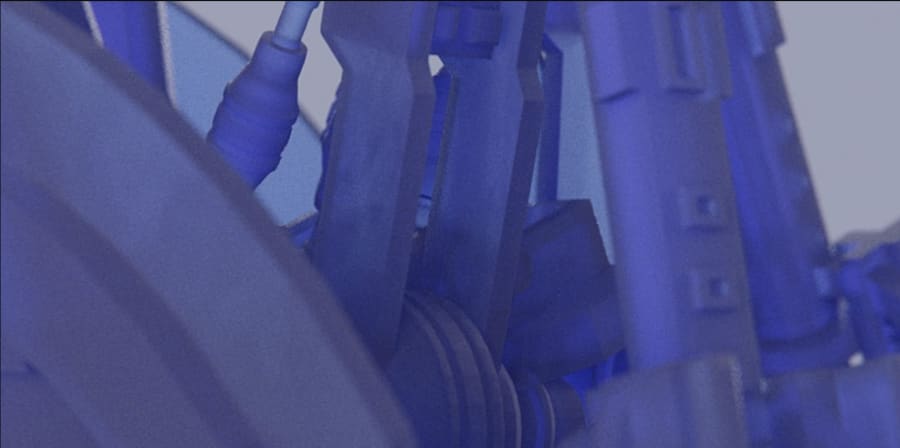 close up of robotics with a purple haze