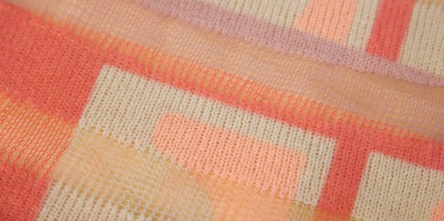 Orange, pink and cream fabric sample by Xi Lin Ng 
