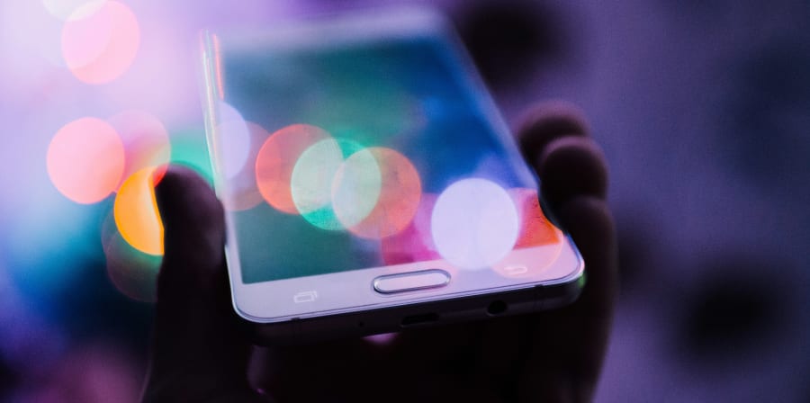 Digital image of mobile phone and lights.