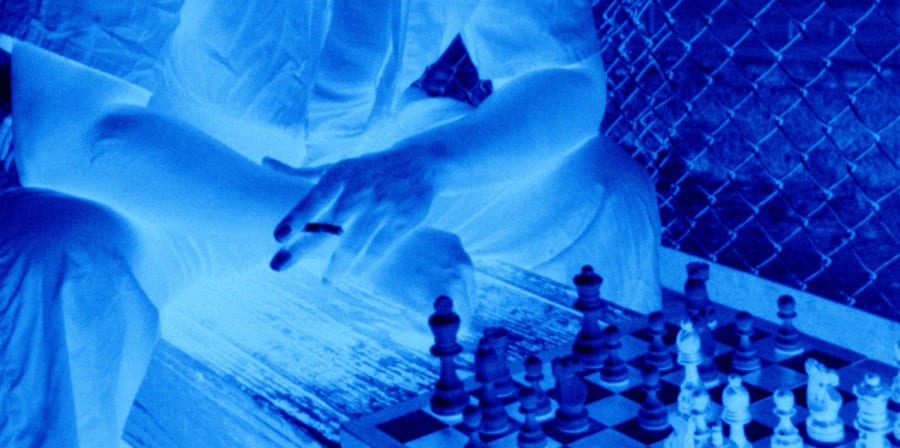 Blue negative of a chess game