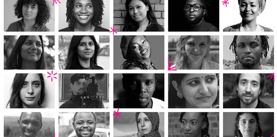 A collage of the 2020 One World Media Fellows