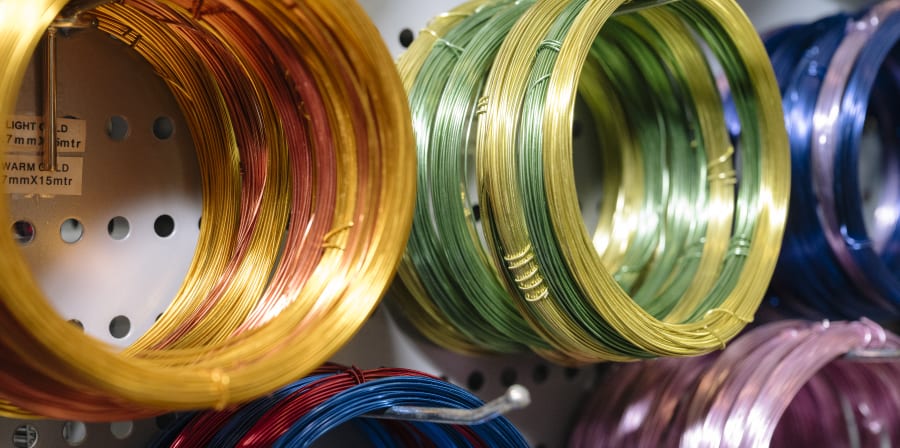 Rounds of coloured wire.