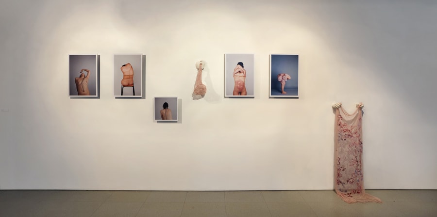 Paloma's work exhibited on a gallery wall.