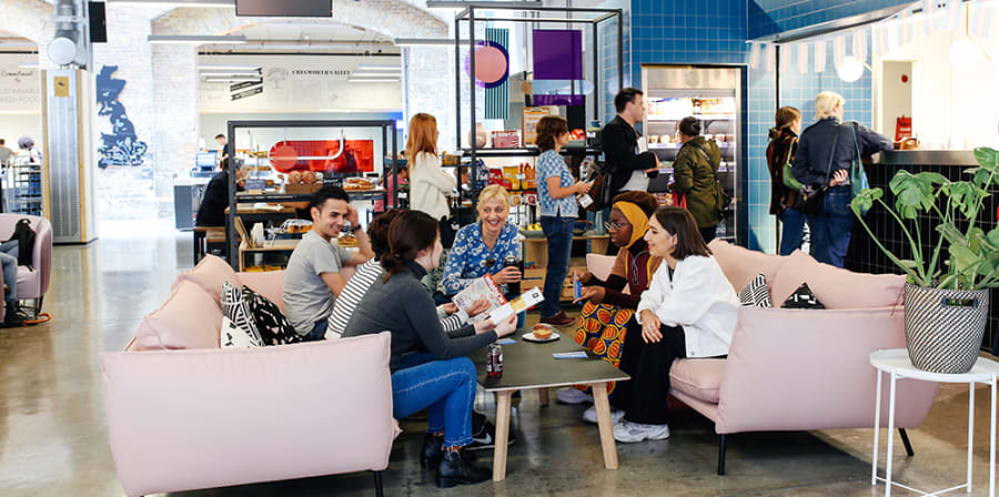 Students in a cafe, chatting