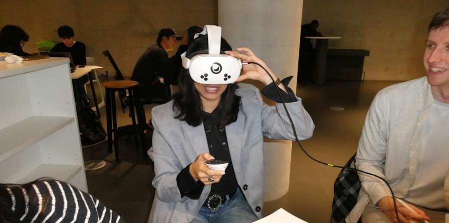 Woman in VR headset.