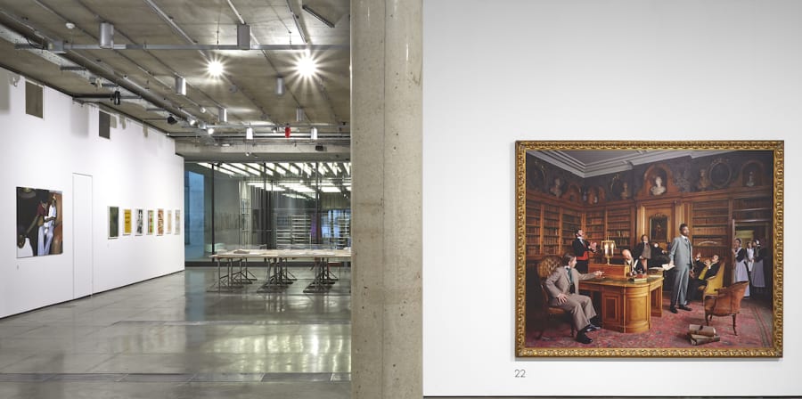 shows a photo by yinka shonibare, painting by madelynn mae green and a more work on view inside the lethaby gallery