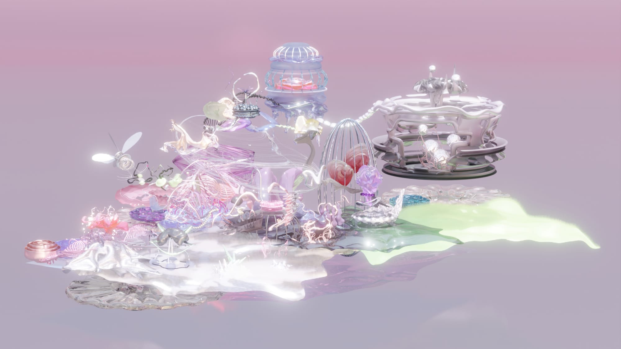 Pink and purple metallic digital image.