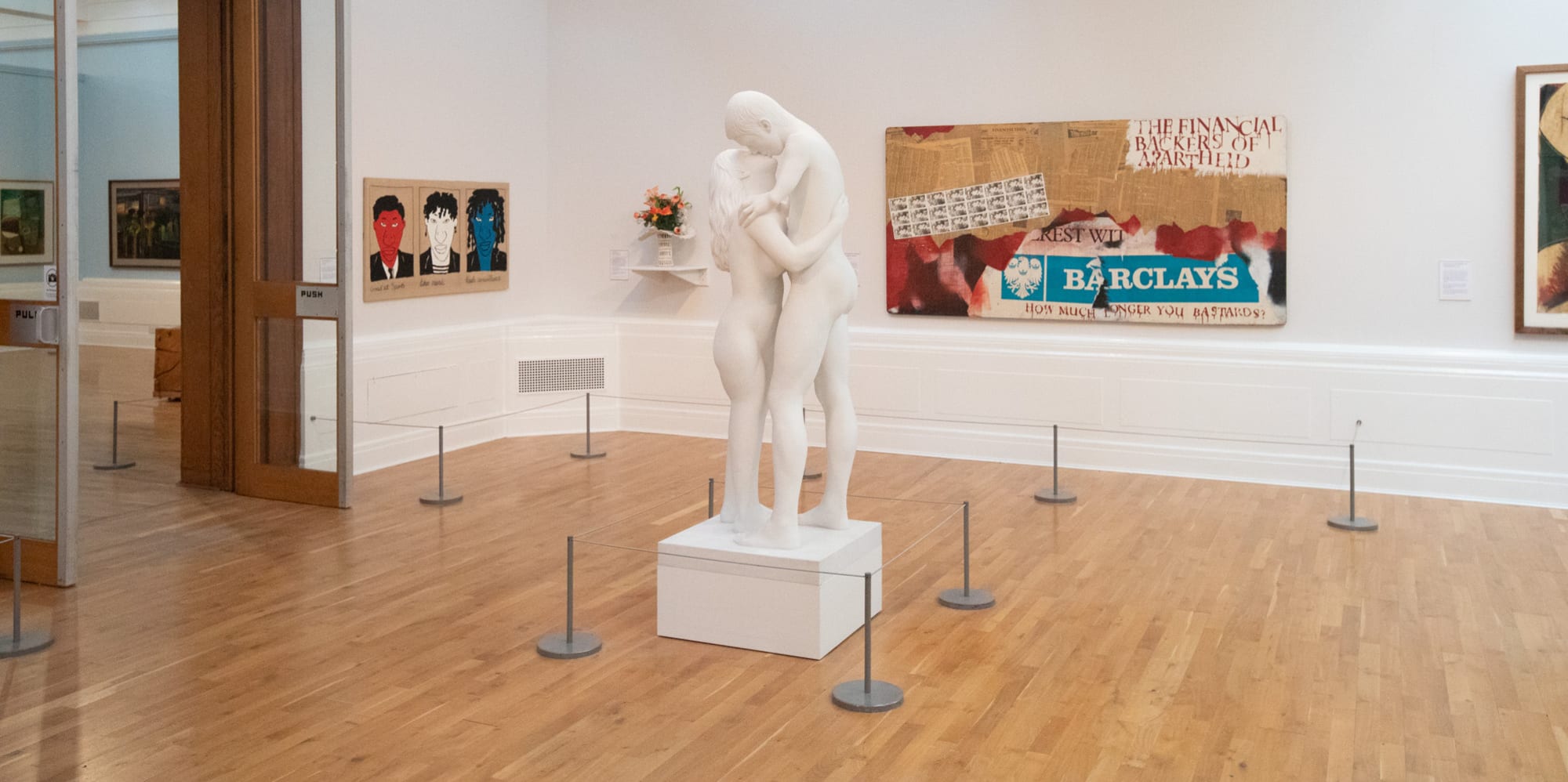 A statue in the middle of an exhibition