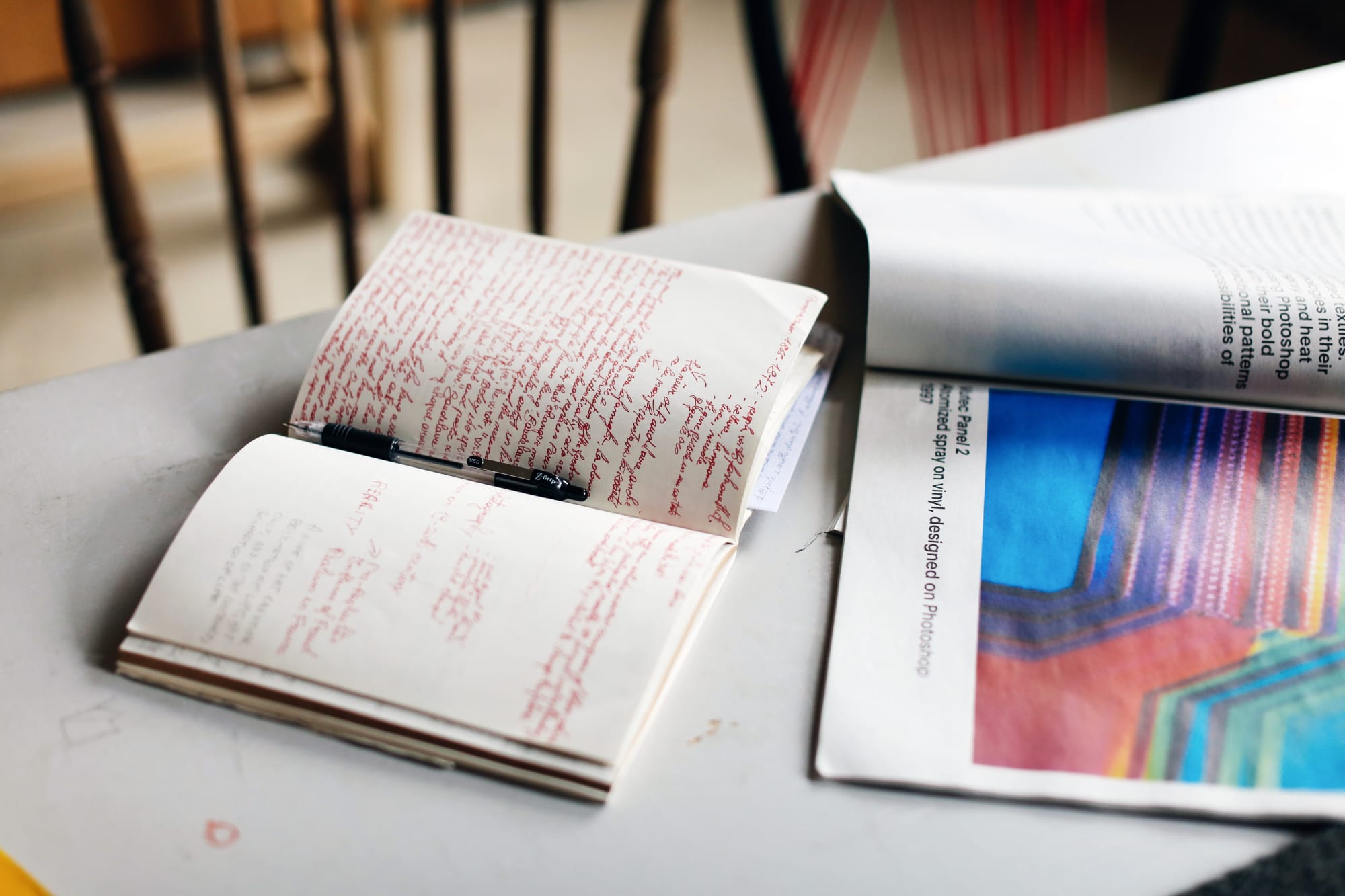 student notebook on table