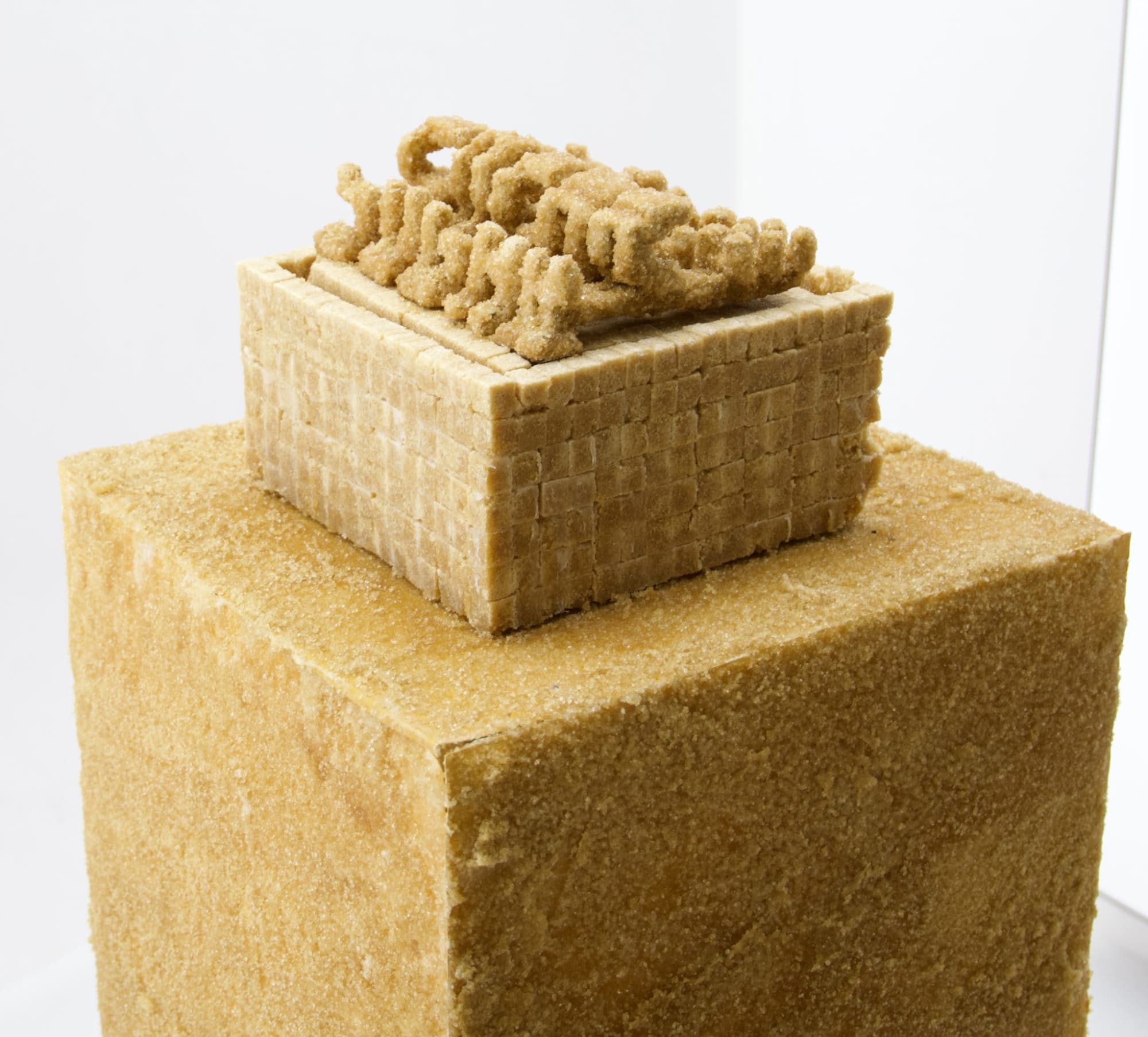 sand colour granules sculpture representing glyphs