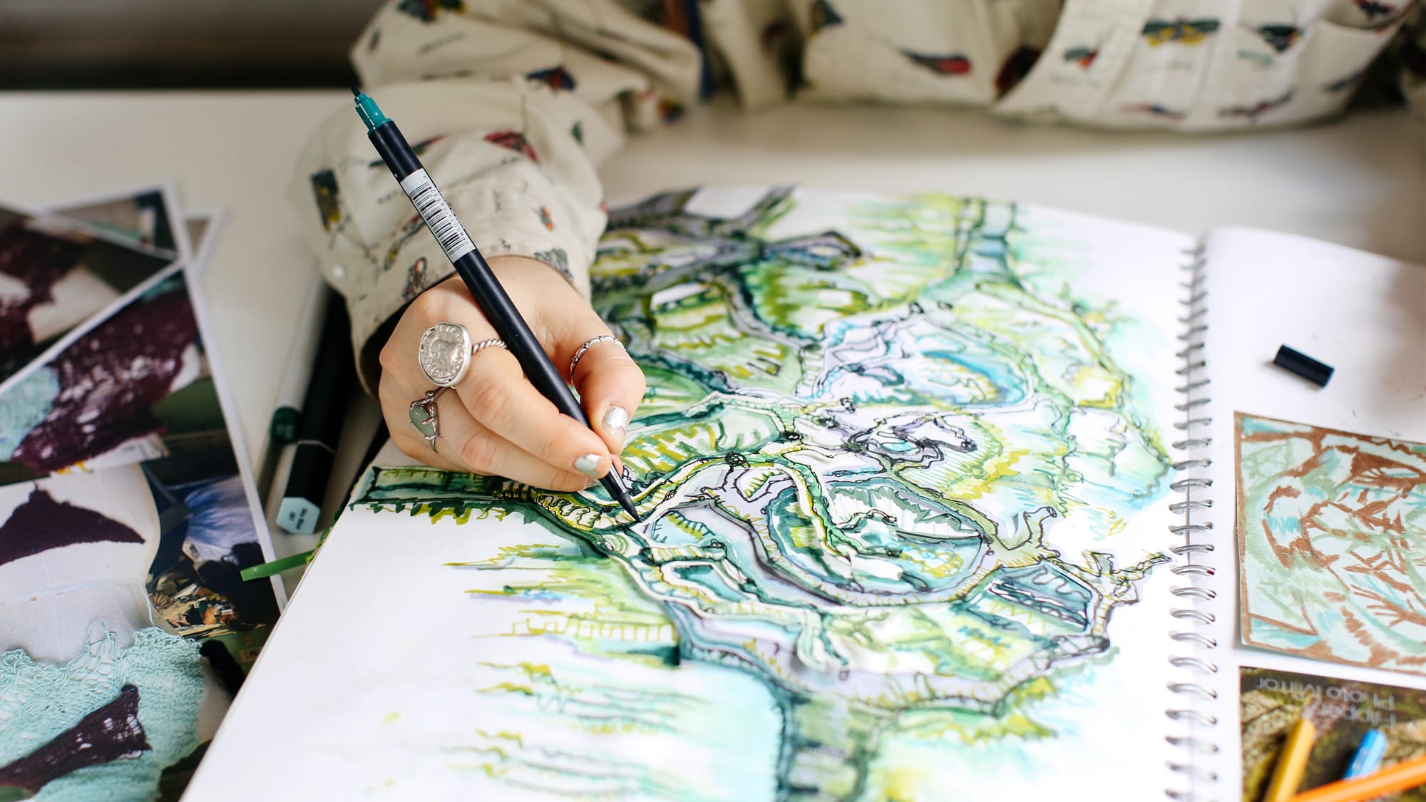 Illustrating in a sketchbook