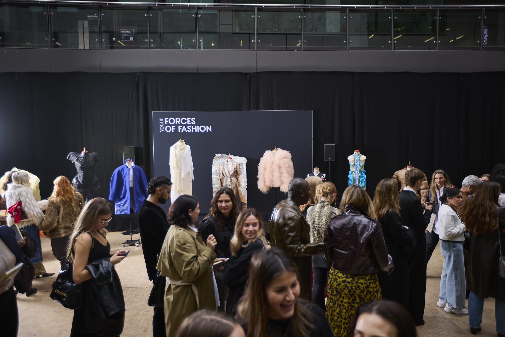 A crowd attending Vogue's Forces of Fashion event at Central Saint Martins