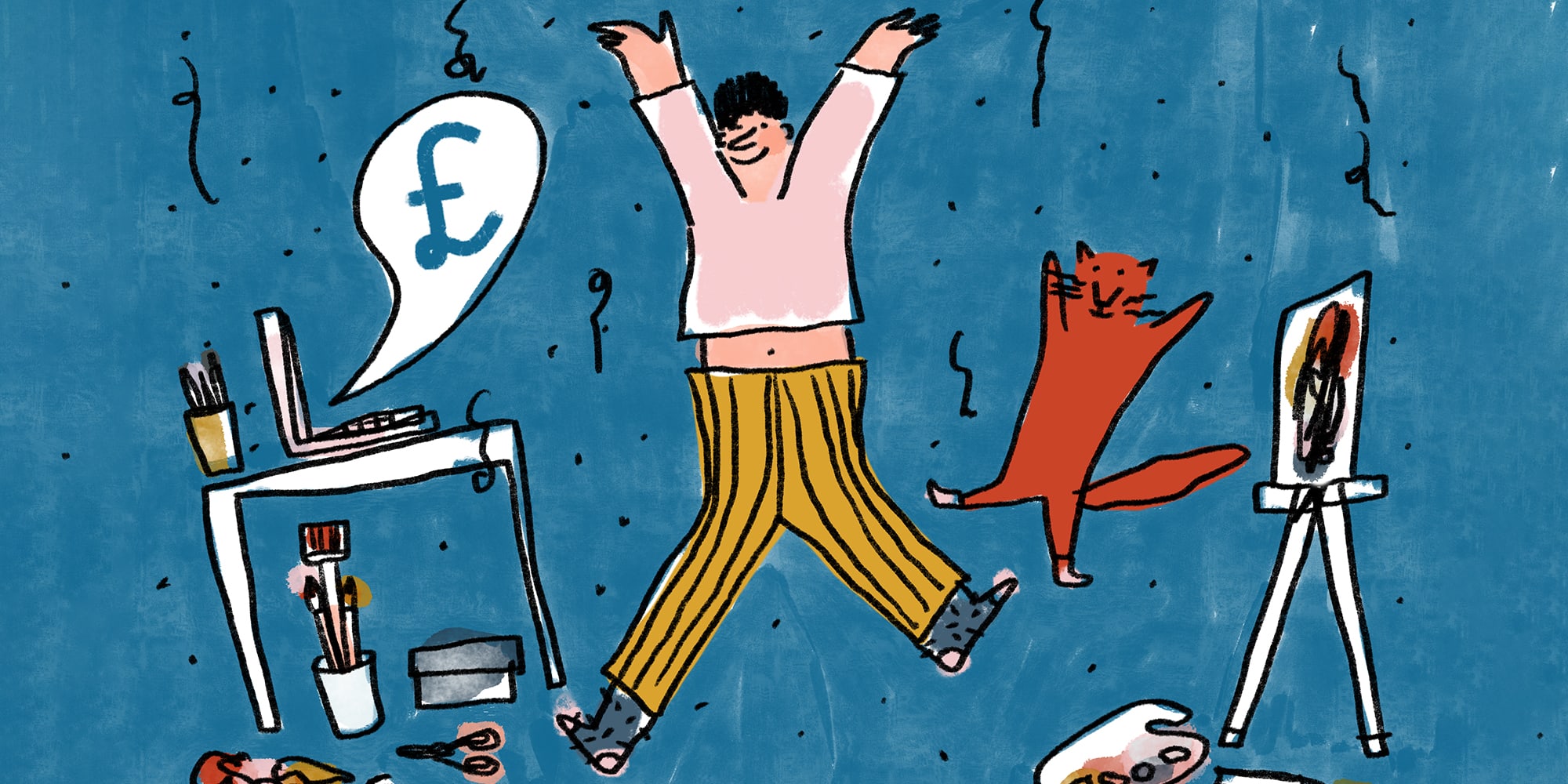 Illustration of a person jumping up and down with joy