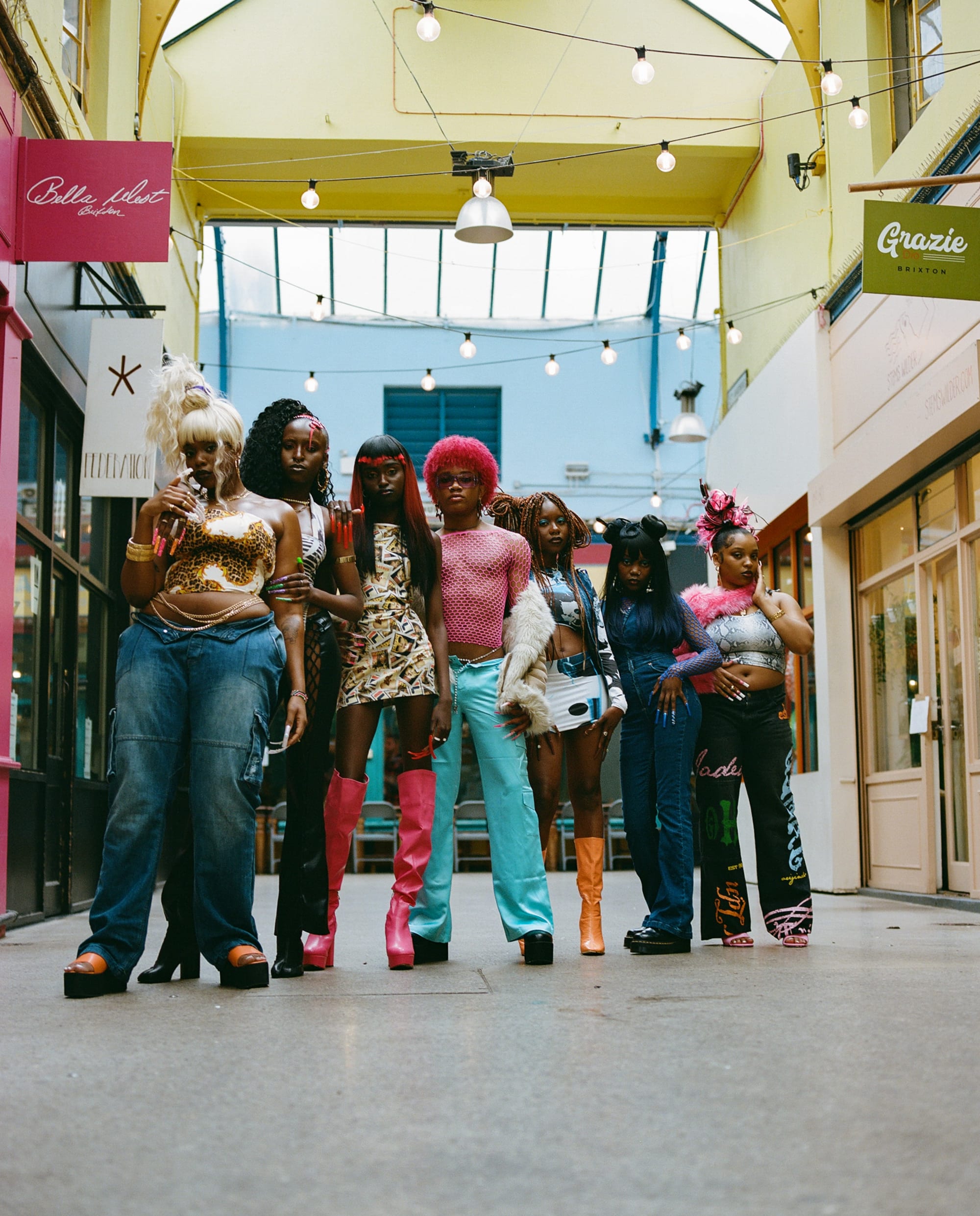 Group of people of colour modelling