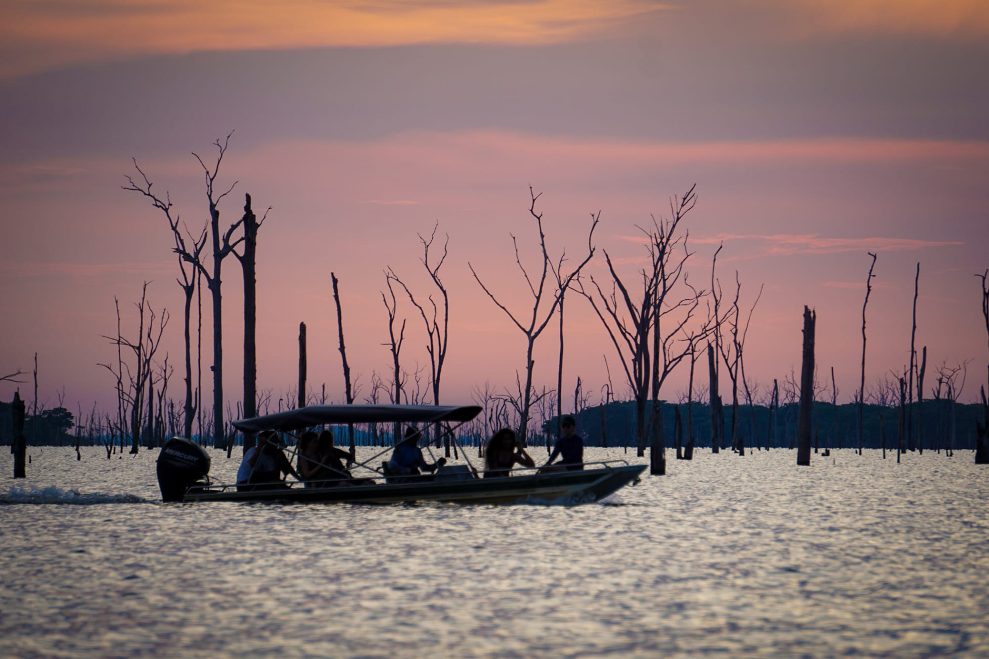 A boat at the Balbina Hydroelectric Dam