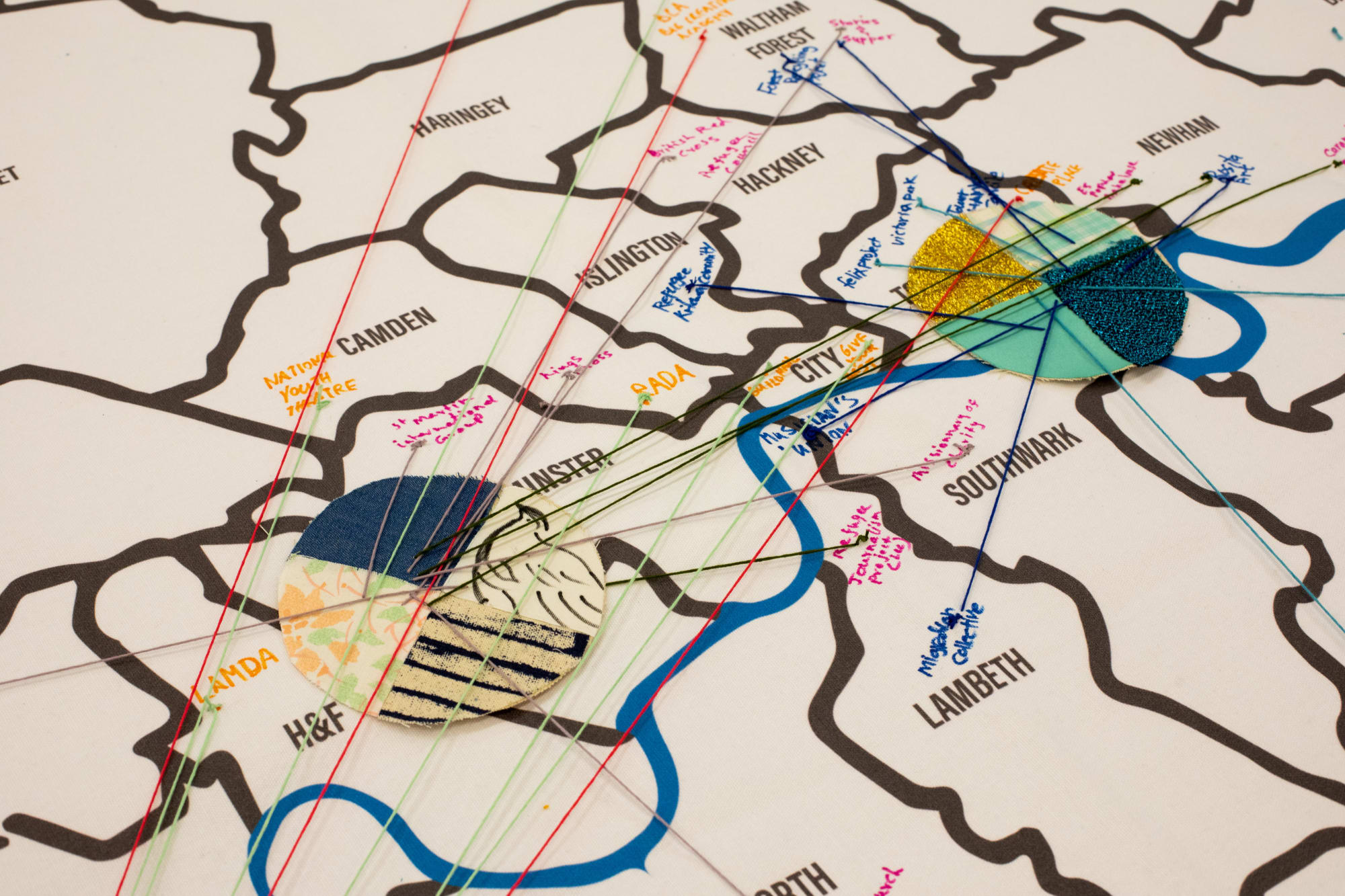 Map of London with textiles overlay.