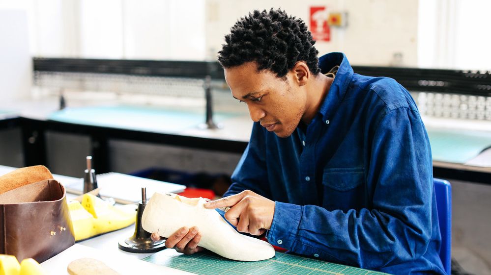 Mfundo Mahlangu from BA Cordwainers Footwear- Product Design and Innovation; Photographer Alys Tomlinson