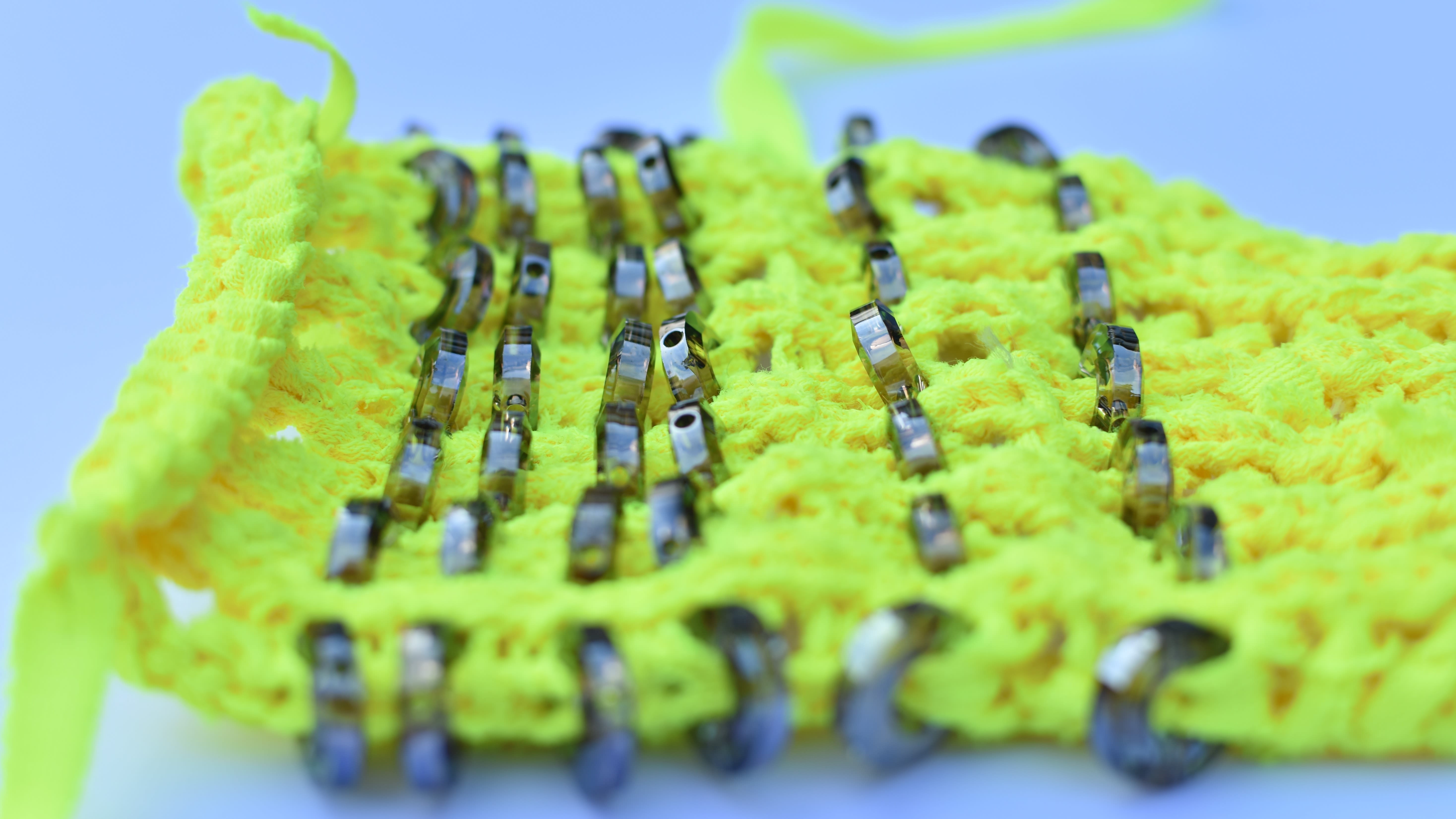 Close up image of Millicent Sanders' Construction Rebellion knit