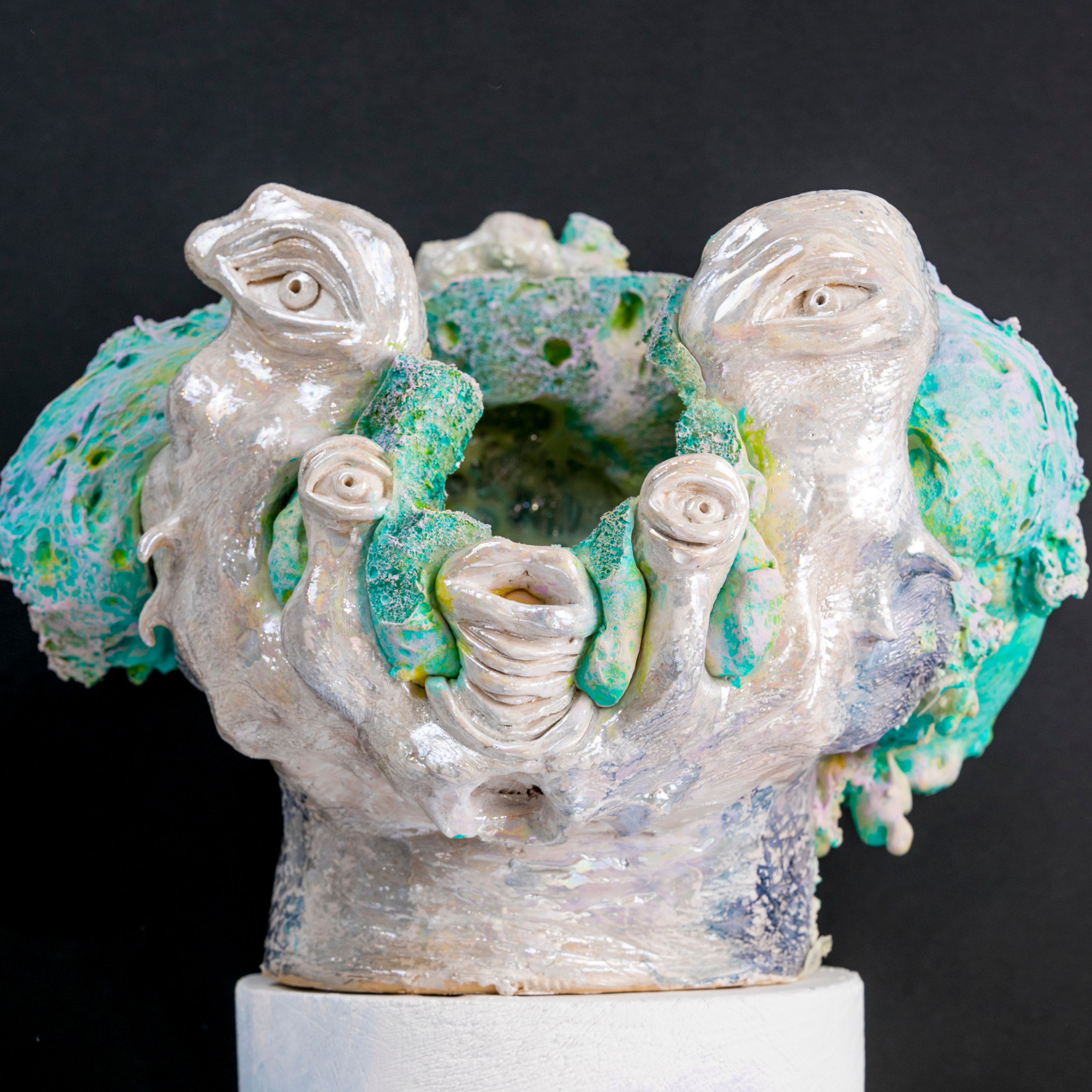 Green and pearl coloured sculpture