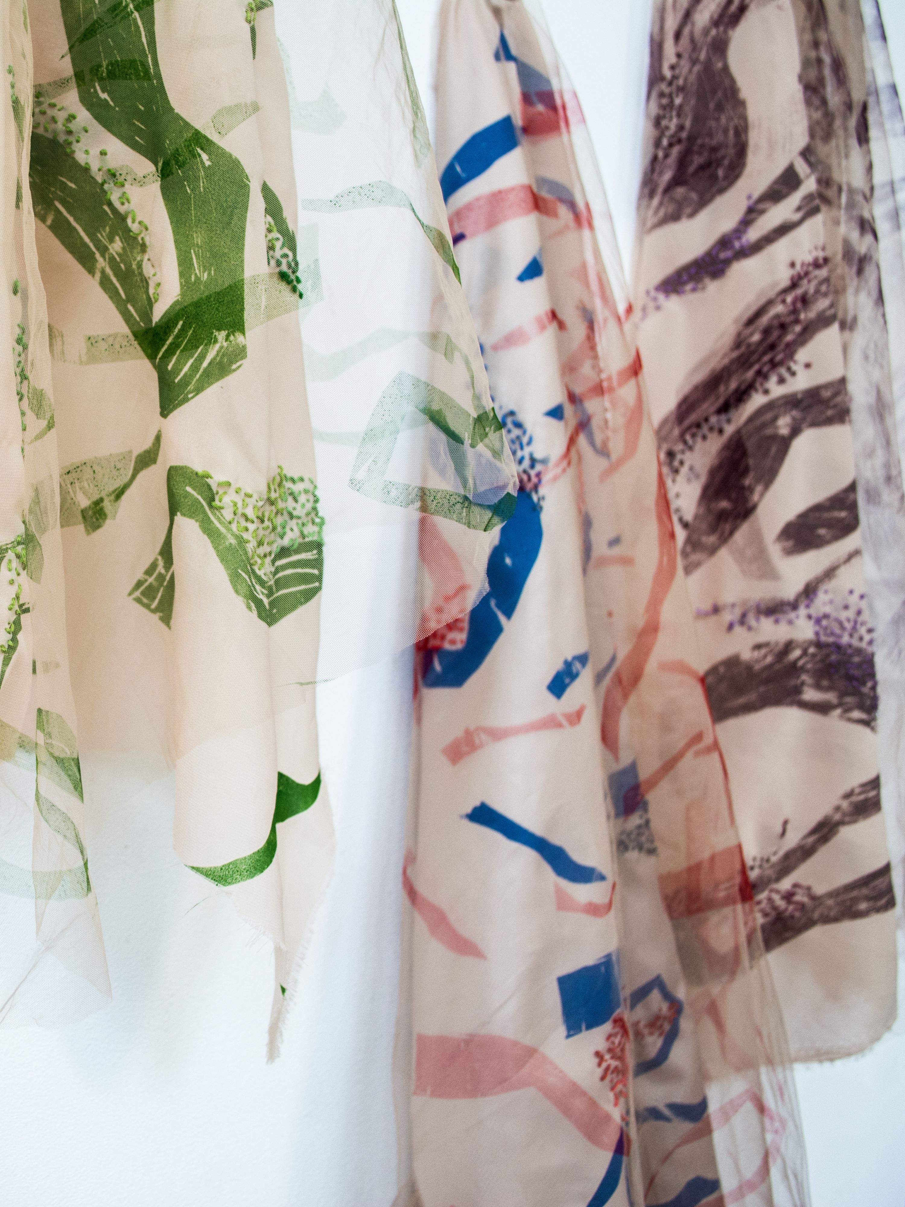 Hanging patterned fabrics