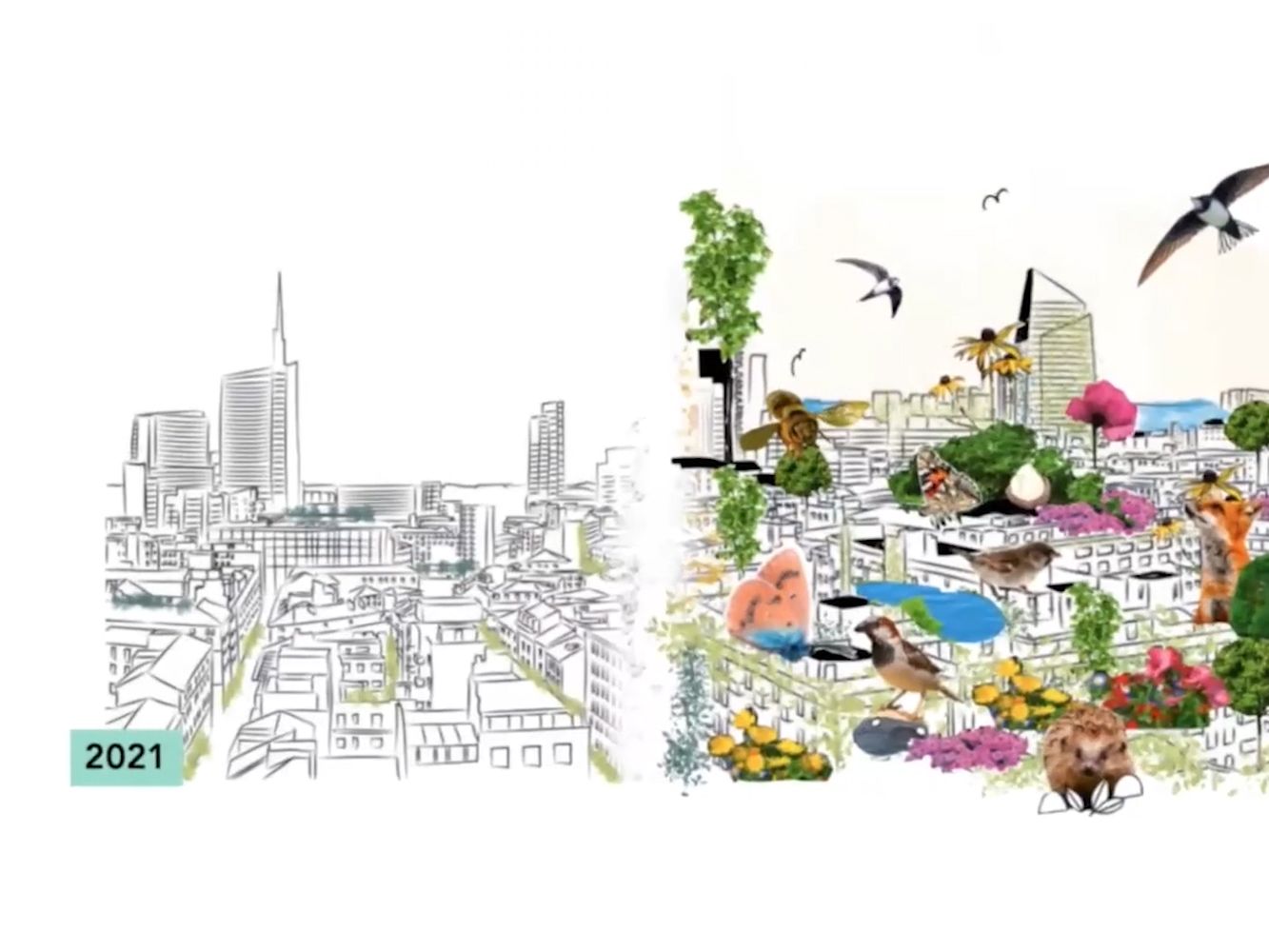 Graphic illustration showing a more sustainable future for Southwark