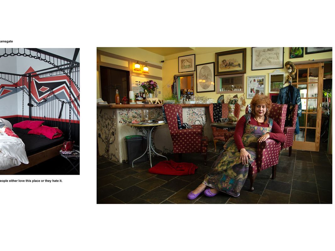 woman sitting in eclectic room