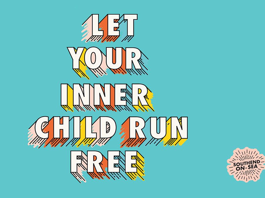 Concept art for Hannah's Southend project, which reads: 'Let your inner child run free'.