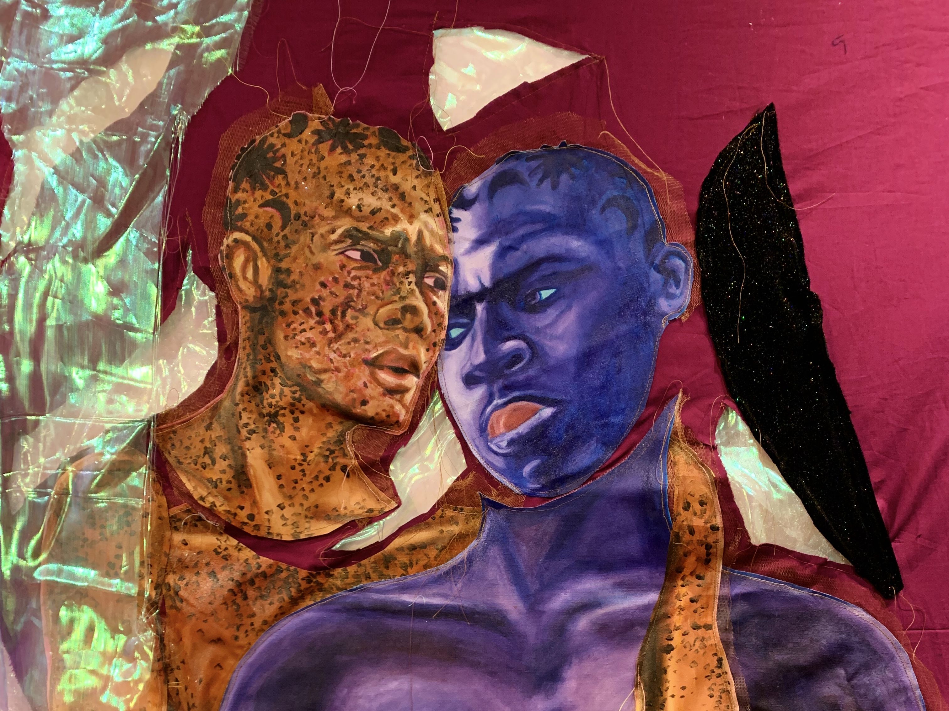 Artwork by Liana Ambrose-Murray of figures on fabric