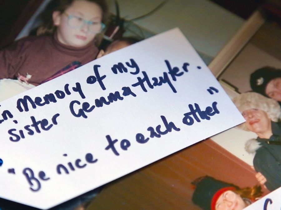 A still from Holly's winning documentary film, Gemma: My Murder.