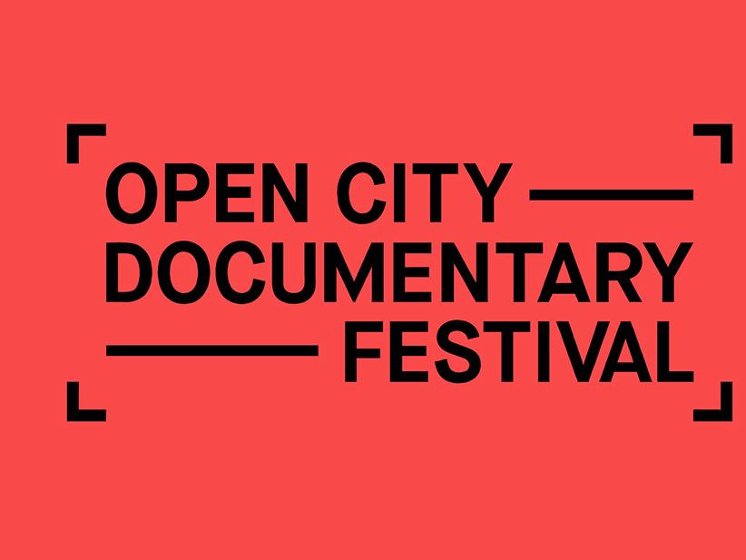 A red graphic which reads 'Open City Documentary Festival'.