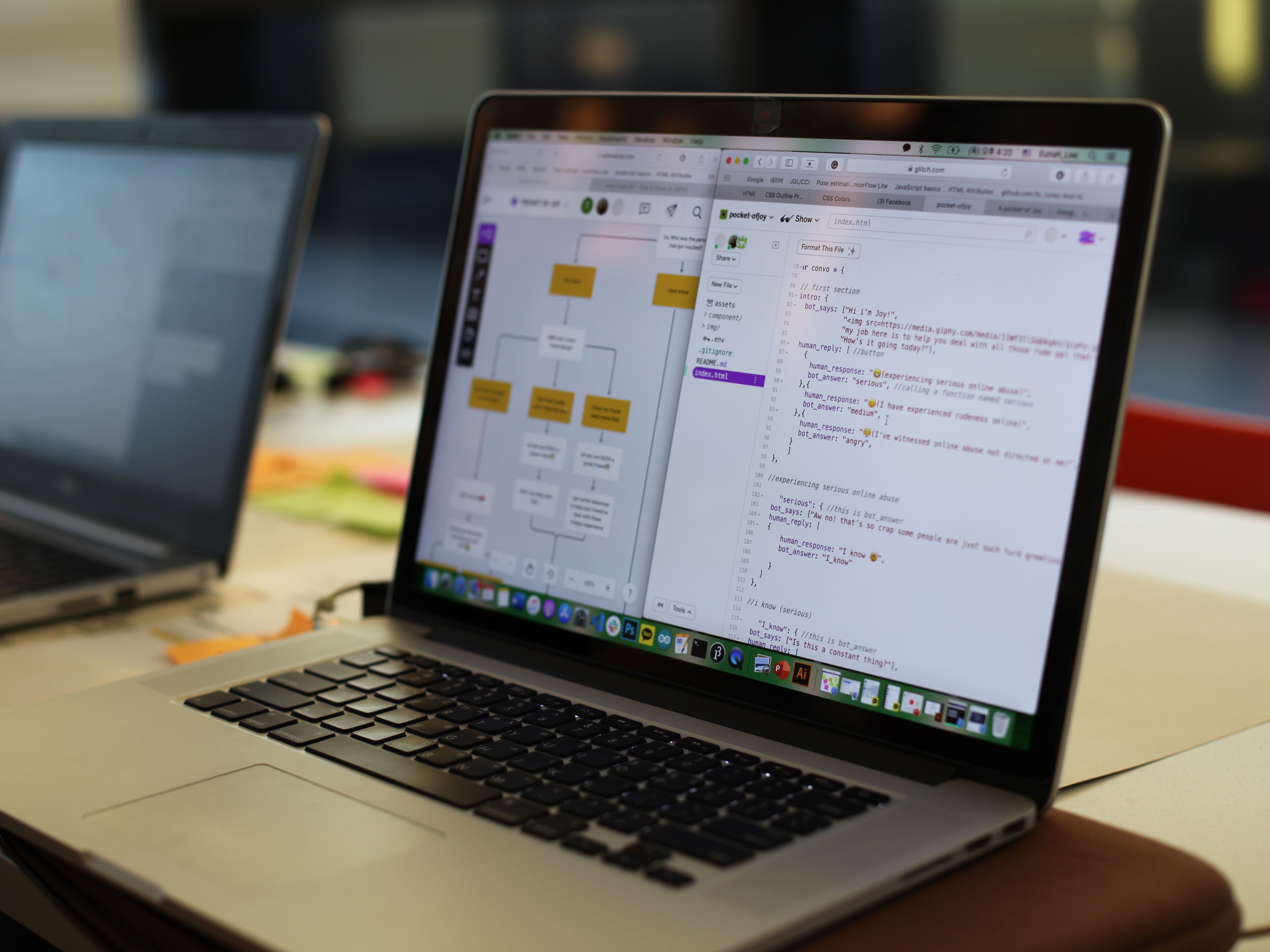 Image of laptop showing a number of programmes running