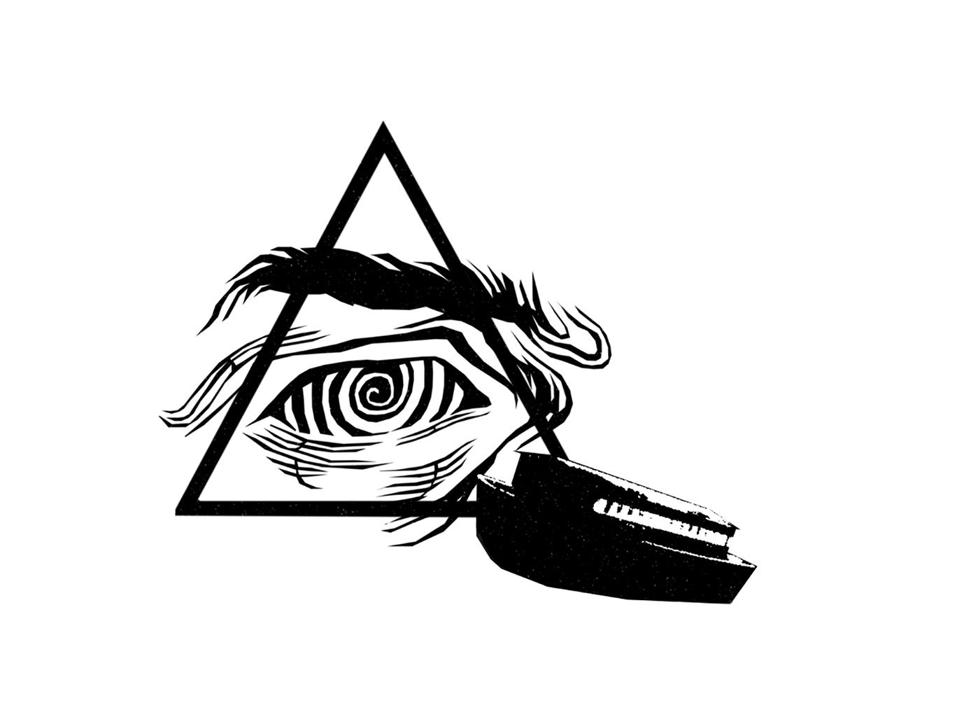 An illustration of an eye and an ark.
