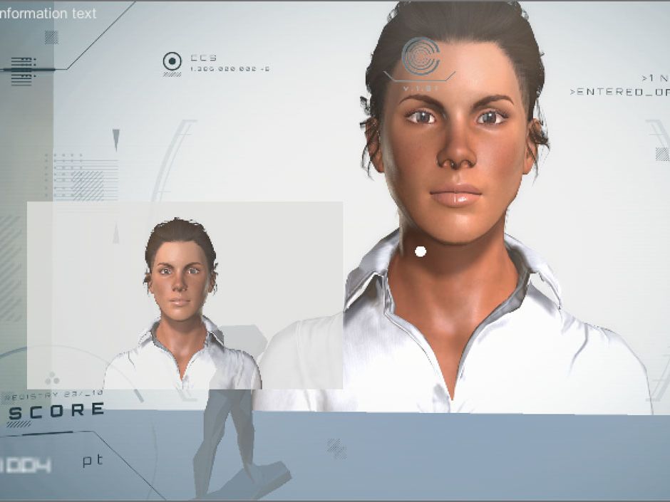 game mockup with digitized woman