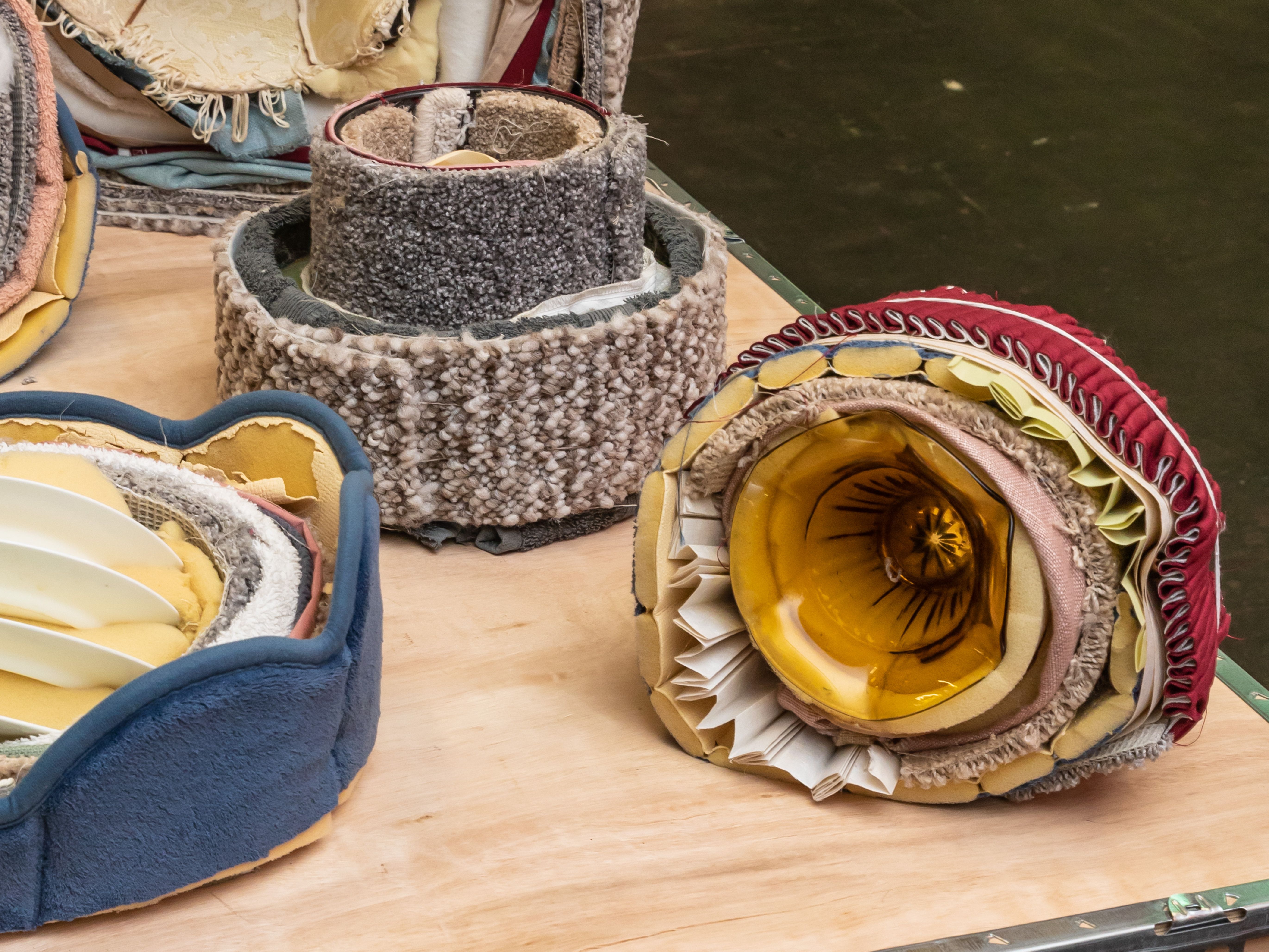 'Unwanted objects' By Martha Dommett. A collection of soft sculptures created completely out of discarded materials on exhibition at Origins Creative Arts Festival 2019