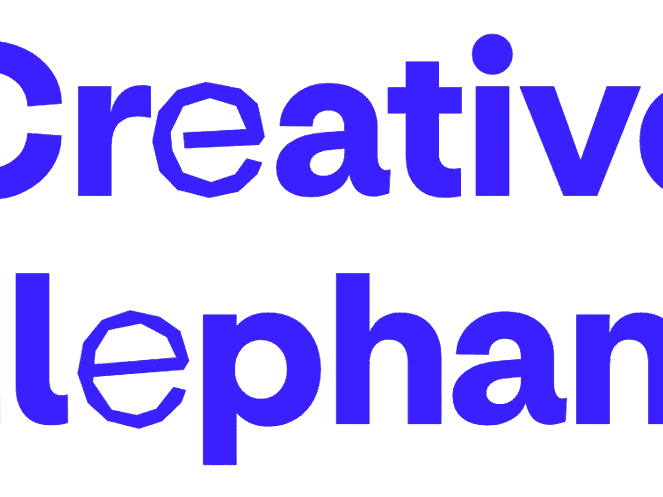 An animated typographic gif which reads 'Creative Elephant'. 