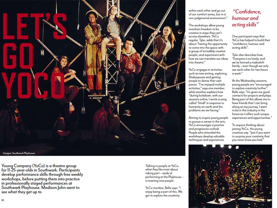 A double-page spread taken from a theatre publication.