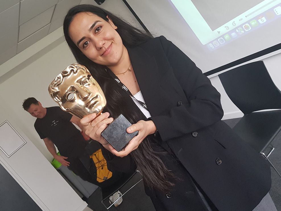 Monica Dhaka with Leo Burley's Bafta