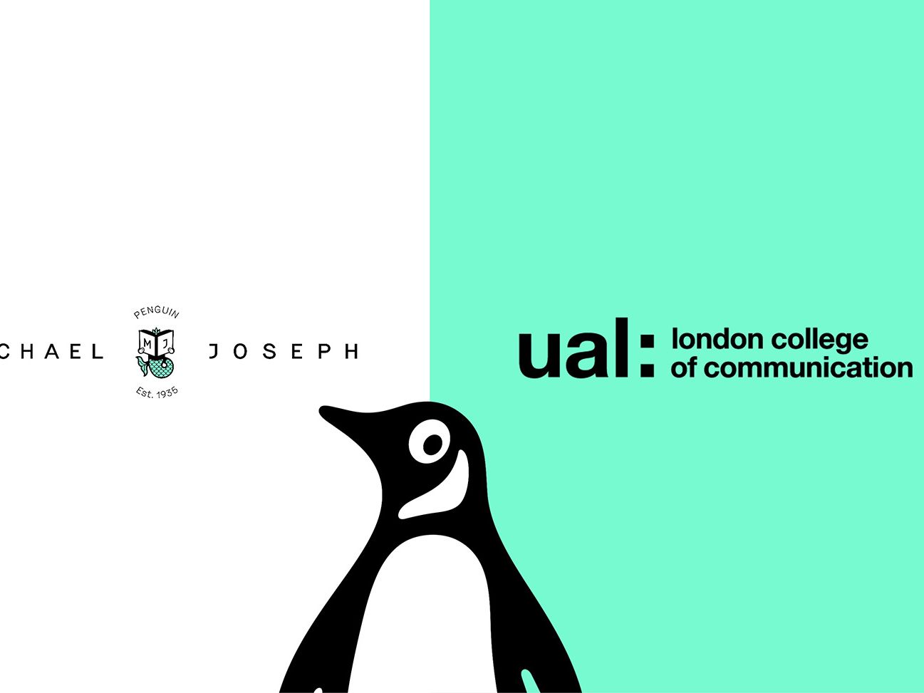 A banner featuring logos from Penguin Michael Joseph and London College of Communication.