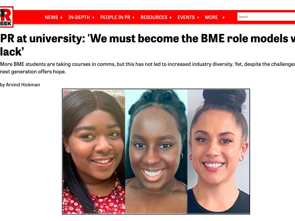 A screenshot of the original article in PRWeek UK.