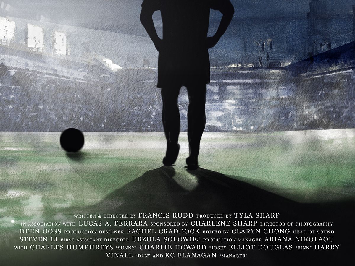 Promotional poster featuring a silhouetted image of a footballer.