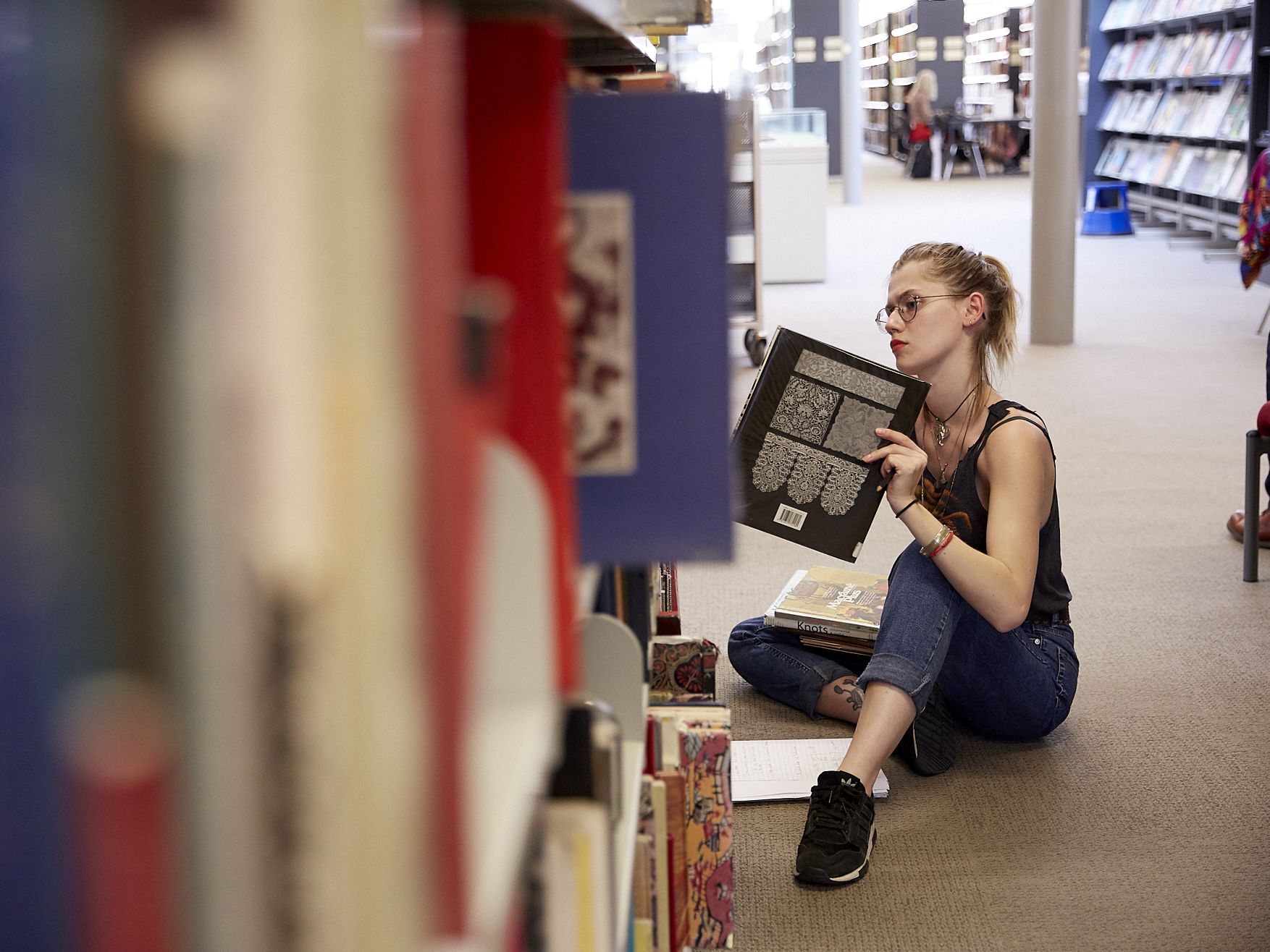 Student in the Chelsea library.