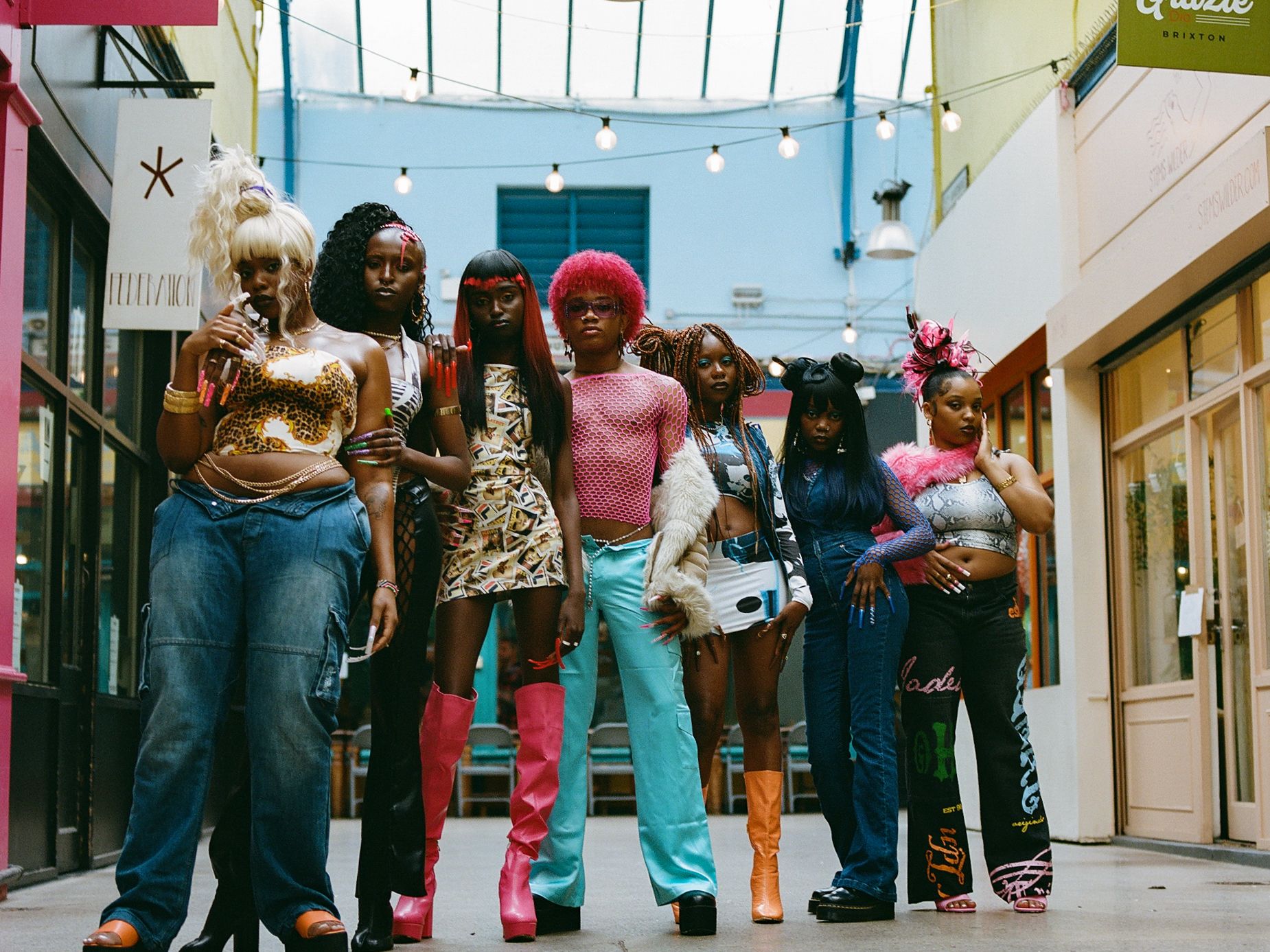 Group of people of colour modelling